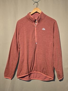 L.L. Bean Women's Heathered Coral Quarter-Zip Pullover